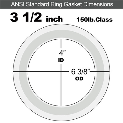Equalseal PTFE with 304 Stainless Steel Core Flange Gasket - 150 Lb. - 3/32" Thick - 3-1/2" Pipe