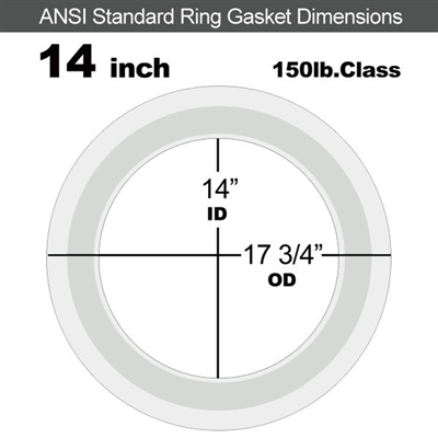 Equalseal PTFE with 304 Stainless Steel Core Flange Gasket - 150 Lb. - 1/8" Thick - 14" Pipe