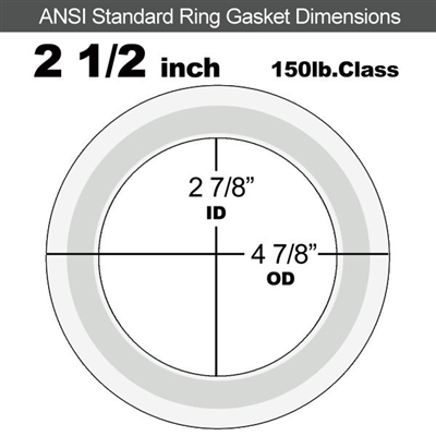 Equalseal PTFE with 304 Stainless Steel Core Flange Gasket - 150 Lb. - 1/8" Thick - 2-1/2" Pipe