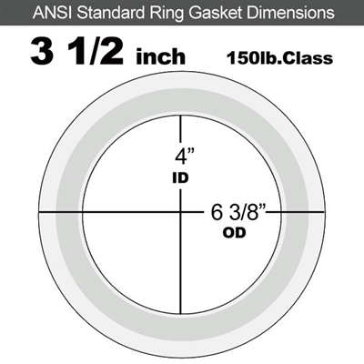 Equalseal PTFE with 304 Stainless Steel Core Flange Gasket - 150 Lb. - 1/8" Thick - 3-1/2" Pipe