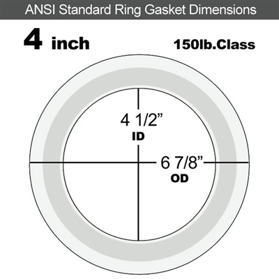 Equalseal PTFE with 304 Stainless Steel Core Flange Gasket - 150 Lb. - 1/8" Thick - 4" Pipe