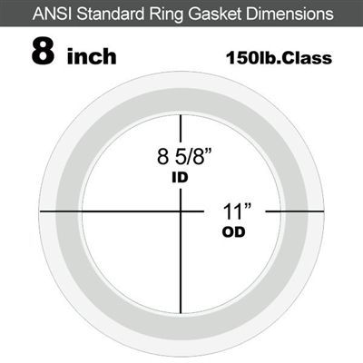 Equalseal PTFE with 304 Stainless Steel Core Flange Gasket - 150 Lb. - 1/8" Thick - 8" Pipe