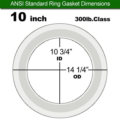 Equalseal PTFE with 304 Stainless Steel Core Flange Gasket - 300 Lb. - 3/32" Thick - 10" Pipe