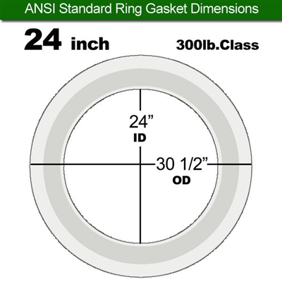 Equalseal PTFE with 304 Stainless Steel Core Flange Gasket - 300 Lb. - 3/32" Thick - 24" Pipe