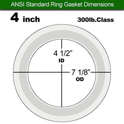 Equalseal PTFE with 304 Stainless Steel Core Flange Gasket - 300 Lb. - 3/32" Thick - 4" Pipe