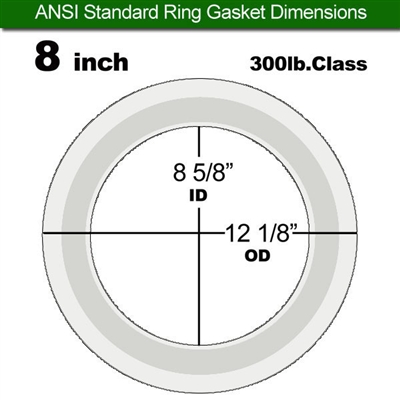 Equalseal PTFE with 304 Stainless Steel Core Flange Gasket - 300 Lb. - 3/32" Thick - 8" Pipe