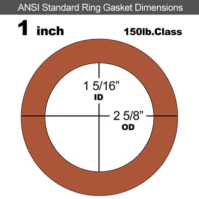 Red SBR Rubber Ring Gasket - 150 Lb. - 1/16" Thick - 1" Pipe