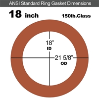 Red SBR Rubber Ring Gasket - 150 Lb. - 1/8" Thick - 18" Pipe