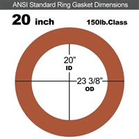 60 Duro Red Silicone Rubber Ring Gasket - 150 Lb. - 1/16" Thick - 20" Pipe