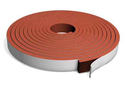 Red Silicone Sponge Strip with PSA - 1/16" x 1" x 30 Ft.