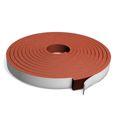 Red Silicone Sponge Strip with PSA - 1/4" x 2" x 25 Ft.