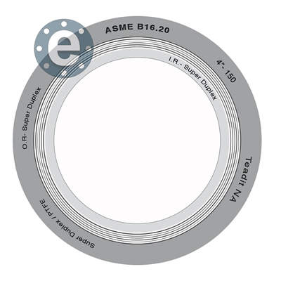 Super Duplex with PTFE SW Gasket -  4" 150 LB. - 0.125" Thick