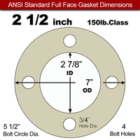 40 Duro Tan Pure Gum Full Face Gasket - 150 Lb. - 1/16" Thick - 2-1/2" Pipe