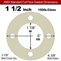 40 Duro Tan Pure Gum Full Face Gasket - 150 Lb. - 1/8" Thick - 1-1/2" Pipe