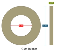 40 Duro Tan Pure Gum Ring Gasket - 1.5" ID x 2.75" OD x 1/2" Thick