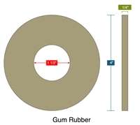 40 Duro Tan Pure Gum Ring Gasket - 1.5" ID x 4" OD x 1/4" Thick
