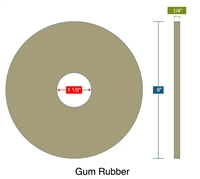 40 Duro Tan Pure Gum Ring Gasket - 1.5" ID x 6" OD x 1/4" Thick