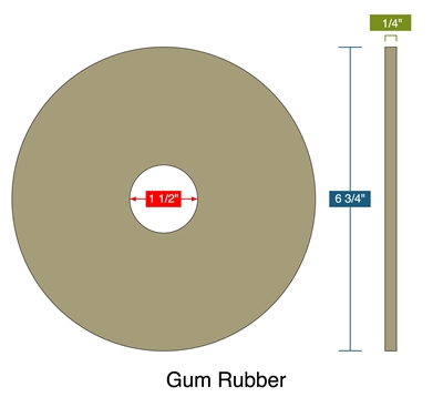 40 Duro Tan Pure Gum Ring Gasket - 1.5" ID x 6.75" OD x 1/4" Thick