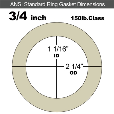 40 Duro Tan Pure Gum Ring Gasket - 150 Lb. - 1/16" Thick - 3/4" Pipe