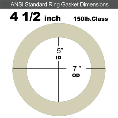 40 Duro Tan Pure Gum Ring Gasket - 150 Lb. - 1/16" Thick - 4-1/2" Pipe