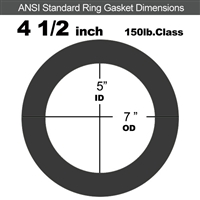 75 Duro Fluoroelastomer Ring Gasket - 150 Lb. - 1/16" Thick - 4-1/2" Pipe