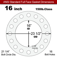 60 Duro White FDA Nitrile (Buna-N) Full Face Gasket - 150 Lb. - 1/8" Thick - 16" Pipe