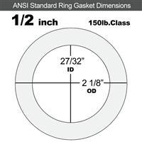 60 Duro White FDA Nitrile (Buna-N) Ring Gasket - 150 Lb. - 1/8" Thick - 1/2" Pipe