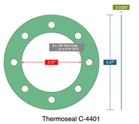 Klinger C-4401Â® Custom FFGasket - 1/32" Thick x 3.37" ID x 5.37" OD (8) .375" Holes On 4.24" BC