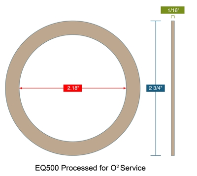Equalseal EQ500 Ring - 1/16" x 2.18" ID x 2.75" OD- for Oxygen Service