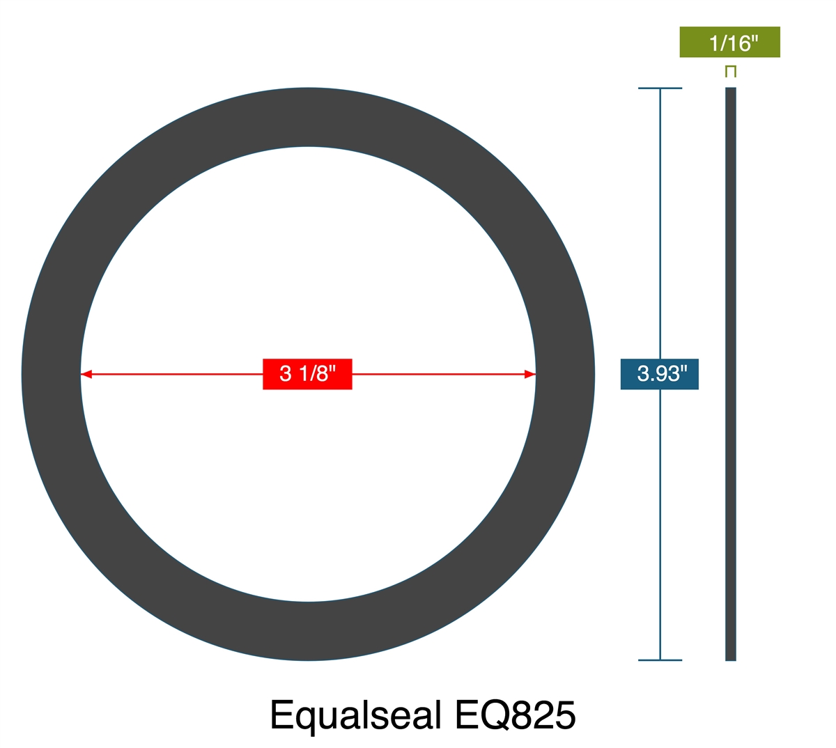 Equalseal EQ 825 N/A NBR Custom Ring Gasket 1/16 Thick - 3-1/8 x 3-15/16