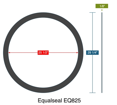 Equalseal EQ 825 N/A NBR Custom Ring Gasket 1/8" Thick - 25.5" ID x 29.25" OD
