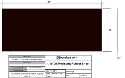 Oil Resistant General Purpose Rubber - 36" x 84" x 1/16" w PSA