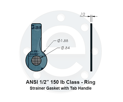 Strainer Gasket - Ring - w Tab Handle - Garlock 3000 - 1/2" 150 lb Class - 100 Mesh