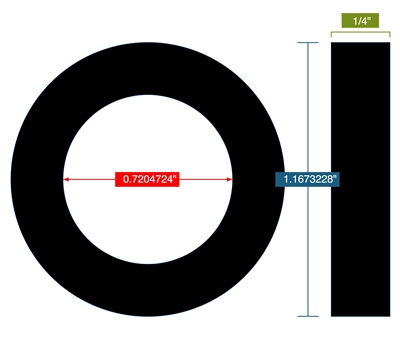 75 Duro VitonRing Gasket - 150 Lb. - 1/4" Thick - 29.65 mm OD -  18.3 mm ID