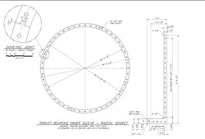 Cork and Nitrile Rubber Sheet - 1/16" thick - PRF-1851 - Thrust Bearing Inner Sleeve-Vertical Gaskets