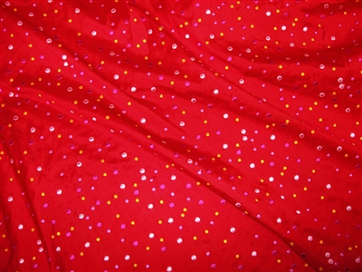 imperial red & embroidered polka dots