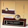 Rosewood Goldtone Metal Golf Ball/ Clock 9" x 9" x 2 1/4"