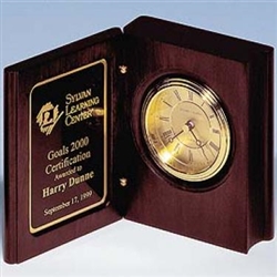 Mahogany Book Clock With Gold-Spun Dial 5 3/8" x 4 1/4" x 1 7/8"