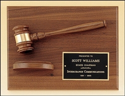 American Walnut Frame Gavel Plaque 9" x 12"