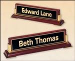 Rosewood Nameplate With Gold Metal Accents 10 5/8" x 2 3/4" x 2 1/2"