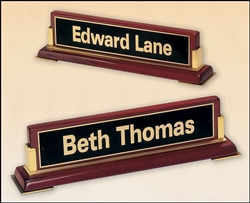 Rosewood Nameplate With Gold Metal Accents 10 5/8" x 2 3/4" x 2 1/2"