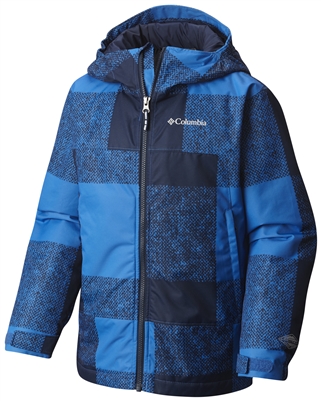 COLUMBIA YOUTH WRECKTANGLE INSULATED HOODED JACKET SUPER BLUE PLAID