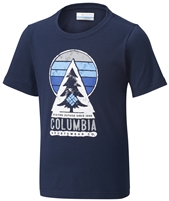 COLUMBIA YOUTH OUTDOOR ELEMENTS SHORT SLEEVE SHIRT COLLEGIATE NAVY TREE GRAPHIC