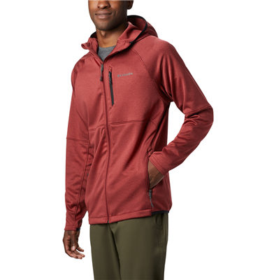 COLUMBIA MEN OUTDOOR ELEMENTS HOODED FULL ZIP JACKET RED JASPER