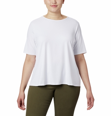 COLUMBIA WOMEN CHILL RIVER SS SHIRT WHITE - PLUS SIZE