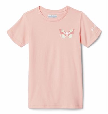 COLUMBIA YOUTH SWEET PINES GRAPHIC SHORT SLEEVE TEE PINK SAND BUTTERFLY