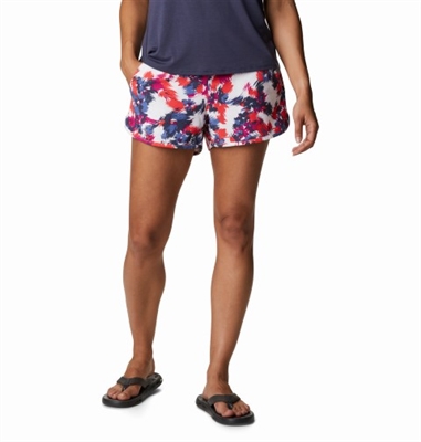 COLUMBIA WOMEN PLEASANT CREEK STRETCH SHORT WHITE TYPHOON BLOOMS MULTI