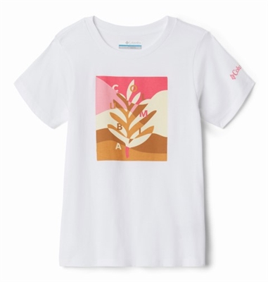 COLUMBIA YOUTH BESSIE BUTTE SS GRAPHIC TEE WHITE PLANTED HILLS