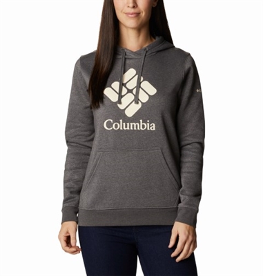 COLUMBIA WOMEN COLUMBIA TREK GRAPHIC HOODIE CHARCOAL HEATHER STACKED GEM