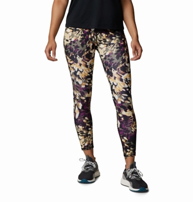 COLUMBIA WOMEN COLUMBIA LODGE PRINT 7/8 TIGHT STONE GREEN FLORESCENCE